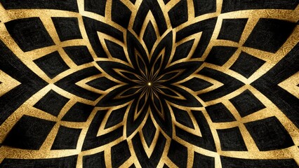 Canvas Print - Elegant Modern Gold and Black Geometric Pattern Background