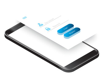 Isometric mobile phone with layout of application