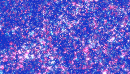 Wall Mural - shiny pink and light blue particles and stars on a blue background
