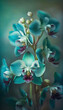Fresh spring teal orchid blooming