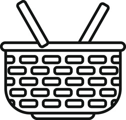 Poster - Weave basket icon outline vector. Picnic hamper. Handle box