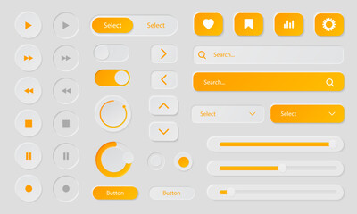 user interface elements for mobile applications. modern neumorphic website and mobile app design set