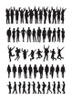 Collection of business people different poses vector silhouette.
