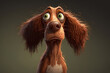 Portrait funny eared dog, pet with scared cute expression. Animal cartoon illustration generative ai
