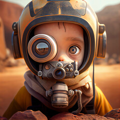 Canvas Print - Cute explorer as a 3D adventure game character concept made with generative AI