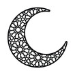Crescent moon with islamic geometric pattern, ramadan kareem moon, crescent ornament vector illustration