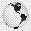 Transparent World Map in globe shape of Earth. Nicolosi globular projection – 3D.