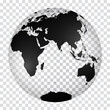 Transparent World Map in globe shape of Earth. Nicolosi globular projection – 3D.