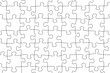 Seamless puzzle pattern or jigsaw parts white with black frame editable. Each part is on separate layout.