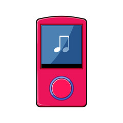 Sticker - music mp3 player cartoon vector illustration