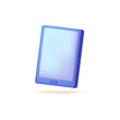 © PCH.Vector - Blue smartphone or tablet with empty screen 3D illustration. Cartoon drawing of mobile device or gadget with blank display in 3D style on white background. Technology, equipment, electronics concept