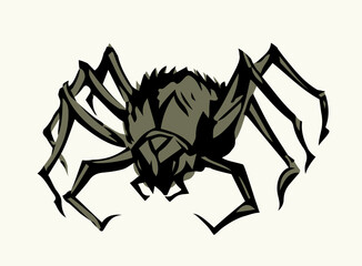 Wall Mural - Scary big spider. Vector drawing