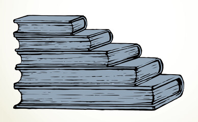 Sticker - Vector outline illustration. Symbol of knowledge: a pile of books