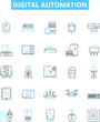 Digital automation vector line icons set. Digital, Automation, Robotics, AI, Machine-Learning, Objects, Control illustration outline concept symbols and signs