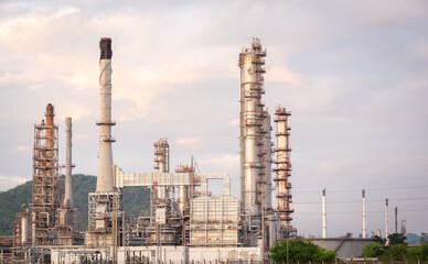 Wall Mural - Refinery view of oil factory and large oil tanks