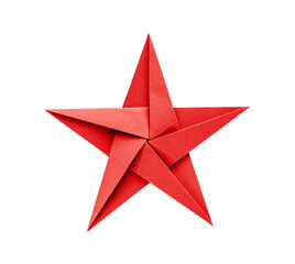Wall Mural - red paper star origami isolated on a white background