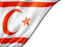 Northern Cyprus Flag Isolated On White Banner