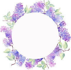 Wall Mural - Lilac frame. Watercolor illustration. Hand-painted