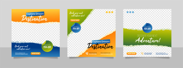 travel and tour social media banner post template.