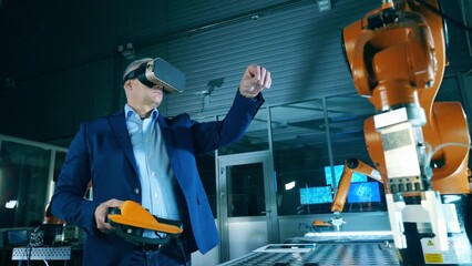 Wall Mural - robotic mechanism is being virtually controlled by a researcher
