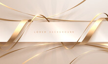 White And Gold Ribbons Template Background