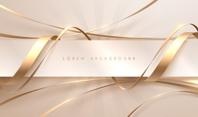 Wall Mural - White and gold ribbons template background