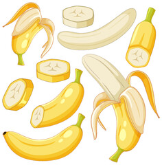 Wall Mural - set of banana fruit cartoon