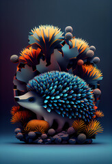 Wall Mural - Beautiful geometric Hedgehogs concept, abstract  background. Generative AI technology.

