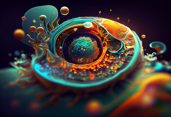 Aufkleber - Beautiful abstract cells concept, contemporary colors and mood social background. Generative AI technology.