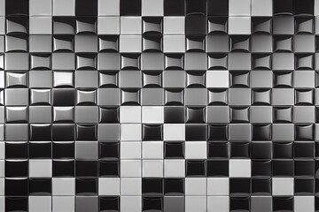 Sticker - Polished square black and white tiles, created with generative ai