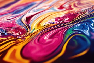 Sticker - Abstract bright colorful fluid painting art, created with generative ai