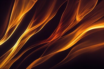 Poster - Yellow hot flashes blaze fire flame on black background, created with generative ai