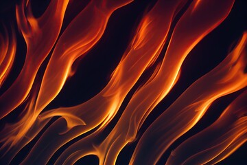 Sticker - Beautiful orange blaze fire flame on black background, created with generative ai