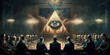 © JoelMasson - New world order secret society meeting created with Generative AI