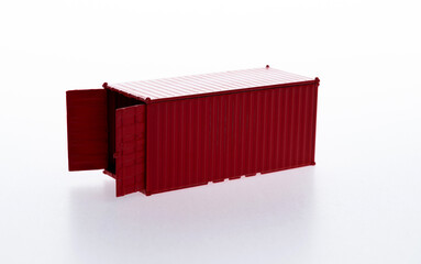 Wall Mural - Red cargo container on white background