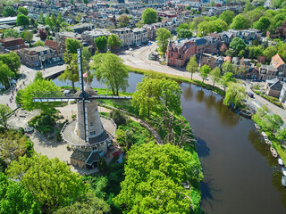 Wall Mural - Aerial drone view of the historical center of Alkmaar, North Holland, Netherlands