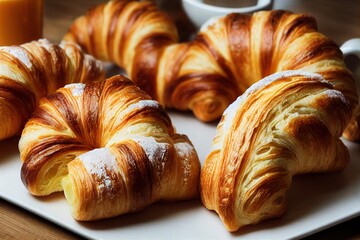 Sticker - Fresh French croissant for dessert breakfast food, created with generative ai