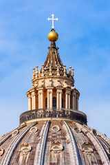 Wall Mural - Top of St. Peter's basilica dome in Vatican