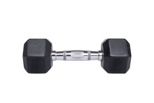 Chromium And Black Dumbbell Isolated On Transparent Background, Png File