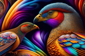 abstract with colorfull birds