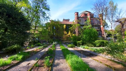 Canvas Print - Visit vintage Brera Botanical Garden, Milan, Italy