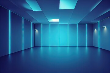 Wall Mural - abstract empty showroom space with lights, created with generative ai