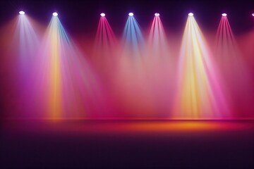 Wall Mural - abstract empty stage with bright lights, created with generative ai