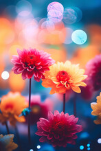 Bokeh Bliss: A Flower With Vibrant Colors That Inspire Joy - Generative Ai