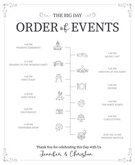 Wedding Day timeline - vector infographic template