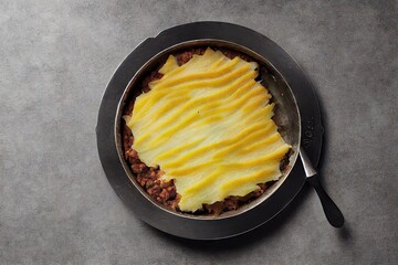 Canvas Print - Vegetable dish with potatoes and beef for dinner Shepherds pie, created with generative ai