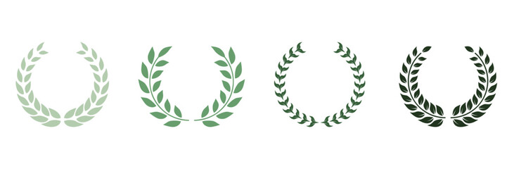 Wall Mural - Laurel Wreath Award Green Silhouette Icon. Circle Branch with Leaf Victory Emblem for Winner Pictogram. Wreath Laurel, Olive Leaves Trophy. Vintage Champion Prize Symbol. Isolated Vector Illustration