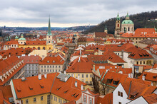 Red Roofs Of Lesser Quarter Dominated By St Nicholas Church And St Thomas Church, UNESCO World Heritage Site, Prague