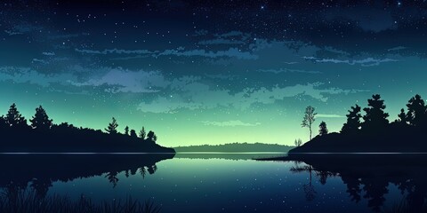 Wall Mural - a panoramic photo of the bright milky way over the lake at night, generative ai