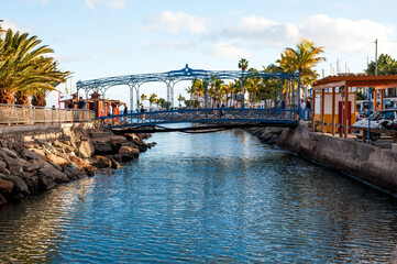 Bridge across river in Puerto Mogan village, Gran Canaria, Spain